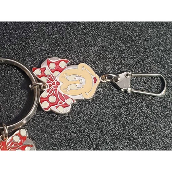 Vintage Disney Lucky Minnie Mouse Keychain 3 Charm Faces Emotions Ring Clip - Picture 4 of 5